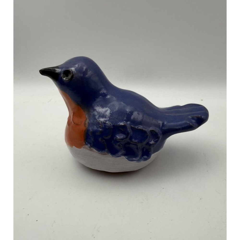 Turkey Mtn Pottery Bluebird Figurine Folk Art Studio Ceramic‎ Bird 4"